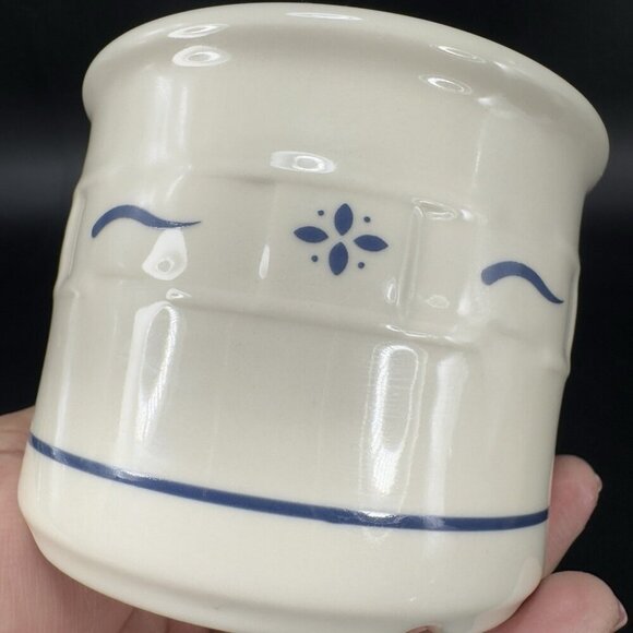 Vintage Longaberger Woven Traditions Blue Small Crock 1 Qt Ceramic Dish Bowl VTG - Picture 8 of 11